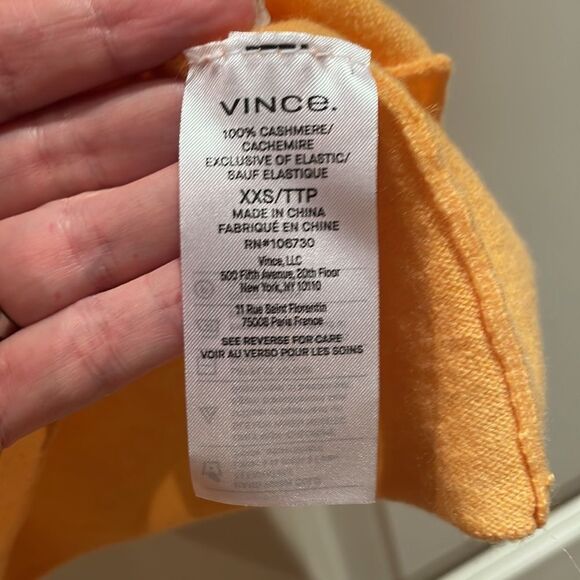 🎀 Vince 100% cashmere orange lightweight knit tank top xxs - Picture 9 of 12